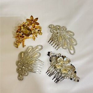 Elegant Gold and Silver Hair Combs (Pack of 4)